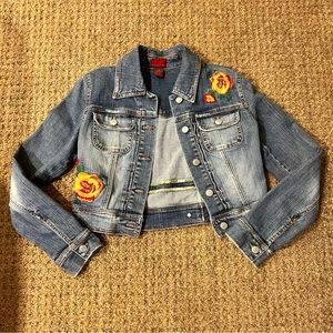 Embroidered Floral Denim Jean Jacket Size S